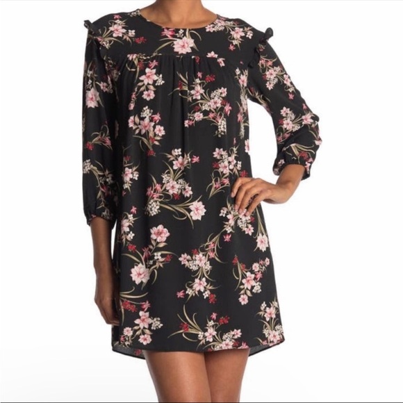 New BCBGeneration Floral Ruffle Smock Trapeze Dress Size 14 - Picture 2 of 8
